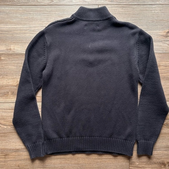 Liverpool | Cotton Knit Quarter Zip Pullover Sweater in Black (Small) - Picture 4 of 8